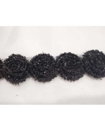 50 Cm Trimmings Rose Lurex Black Cuttable 3 Cm High