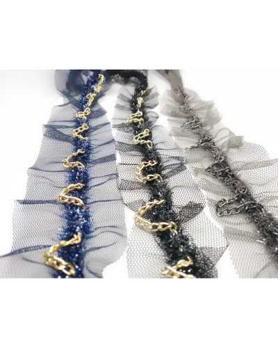50 Cm Passementerie Rouches Chaîne Elastique Pendentif Fil Lurex 5 Cm De Haut