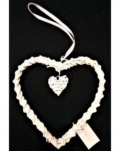Object Heart shabby white wood 25 cm