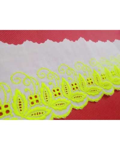 50 Cm Trimmings White Sangallo Lace Fluo Embroidered 9 Cm High