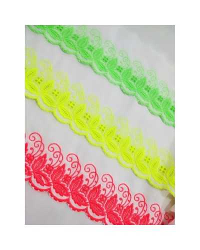 50 Cm Trimmings White Sangallo Lace Fluo Embroidered 9 Cm High