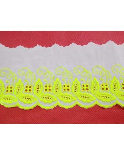 50 Cm Trimmings White Sangallo Lace Fluo Embroidered 9 Cm High