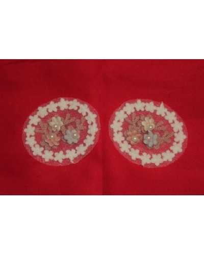 Application Couple Fashion Wool Tulle Flowers Pearls Cream Antique Pink Gray High 6 Cm