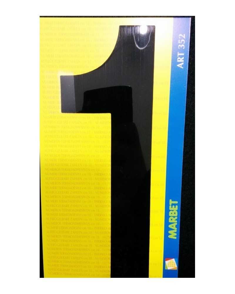 Numéros thermoadhésifs en grand marbet pvc noir de 18 cm de haut