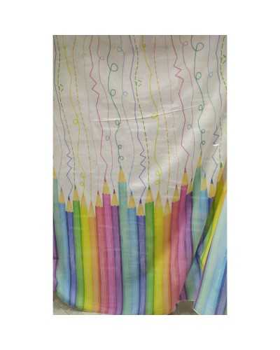 TISSU RIDEAU CRAYONS DE COULEUR 50 CM H 310 CM