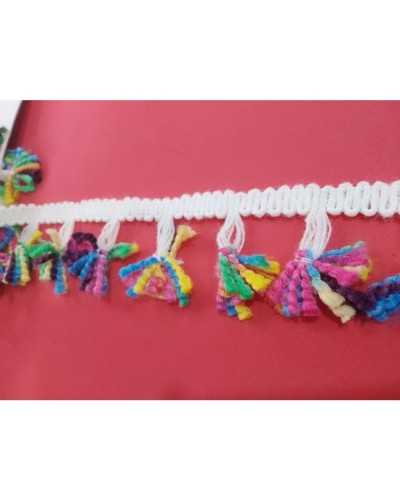 50 Cm Passamaneria Moda Frangia Pon Pon Multicolor Alto 5 Cm
