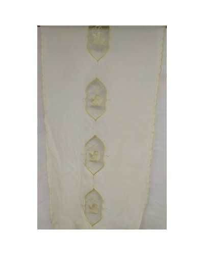 TISSU RIDEAU MÉDAILLON ORGANZA ANGE 30 CM HAUTEUR 60 CM