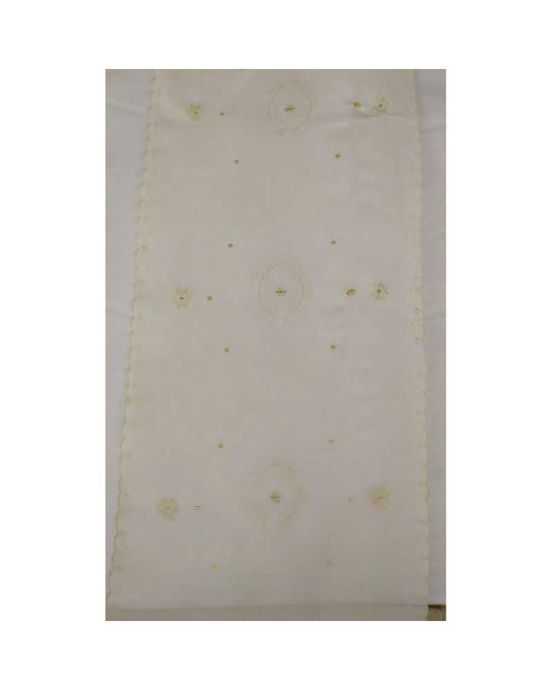 50 CM CURTAIN FABRIC EMBROIDERED GOLD SCALLOP 60 CM HIGH