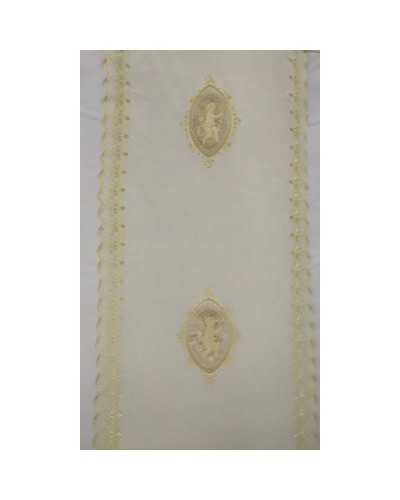 TISSU RIDEAU MÉDAILLON MACRAME' ANGE FESTONNÉ 60 CM DE HAUT