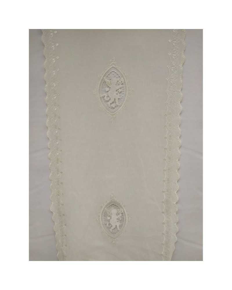 CORTINA TELA MEDALLÓN MACRAMÉ' ÁNGEL FESTRADO 60 CM ALTO