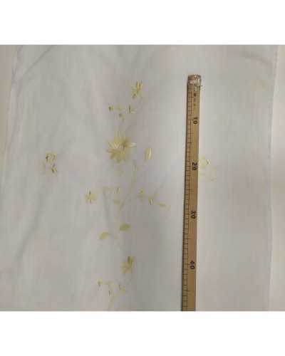50 CM TESSUTO TENDINA MISTO LINO FIORE RICAMATO RAMAGE ALTO 60 CM