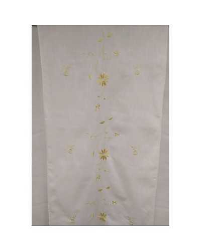 50 CM LINO CORTINA TELA BORDADA FLORES RAMAGE 60 CM ALTO