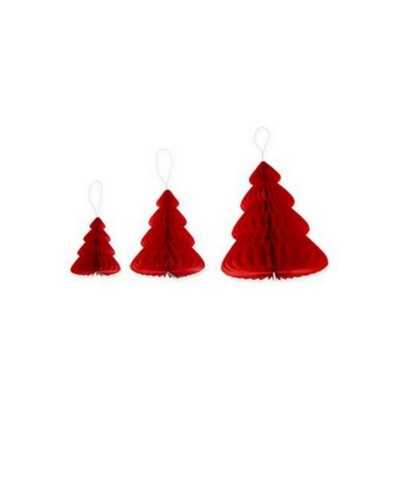 3 Pz Set Decorazione Alberi 10/15/20 Cm Carta Velina