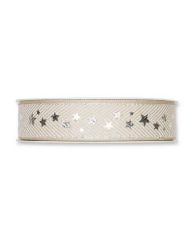 20 Mt Christmas Ribbon Linen Stars 20 Mm High