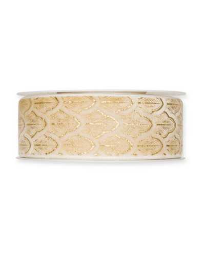 6 Mt Passementerie Ruban De Noël Velours Or Feuille Lurex 38 Mm De Haut