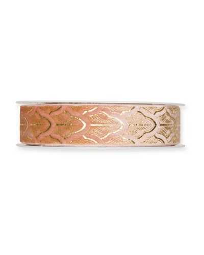6 Mt Passamaneria Nastro Natalizio Velluto Foglia Lurex Oro Alto 25 Mm