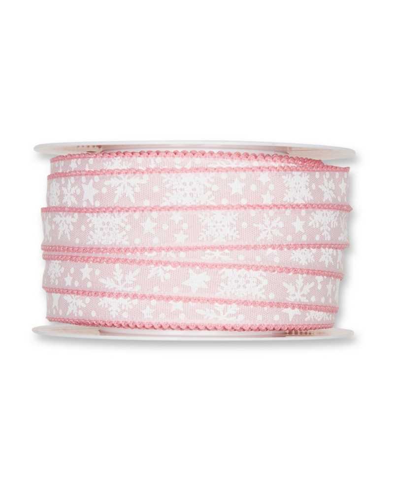 25 Mt Passementerie Flocons De Ruban De Noël Etoiles Bordées 15 Mm De Haut