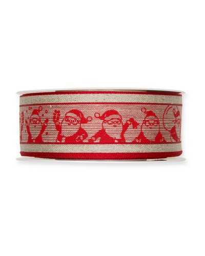 15 Mt Trimmings Christmas Ribbon Santa Claus Linen 40 Mm High