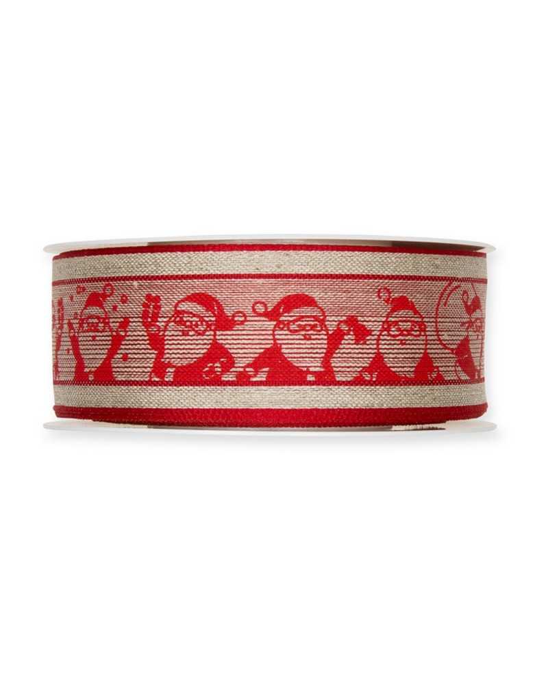 15 Mt Trimmings Christmas Ribbon Santa Claus Linen 40 Mm High