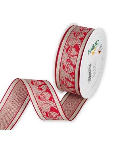 15 Mt Trimmings Christmas Ribbon Santa Claus Linen 40 Mm High