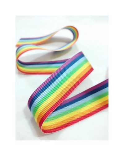 Garnituren Ripsband Streifen Regenbogen Frieden 25 mm hoch