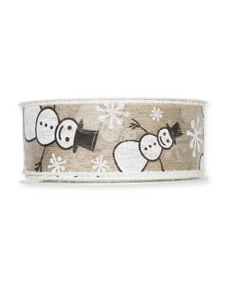 15 Mt Garnituren Weihnachtsband Schneemann Stern Natürliche Basis 4 cm hoch