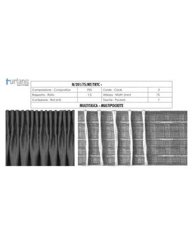 Transparent Multi-pocket Curtain Draper 3 Wires 7.5 cm high