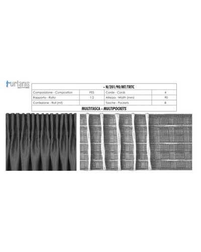 Rideau Draper Multi-poches 4 Fils Transparent 9 cm de haut
