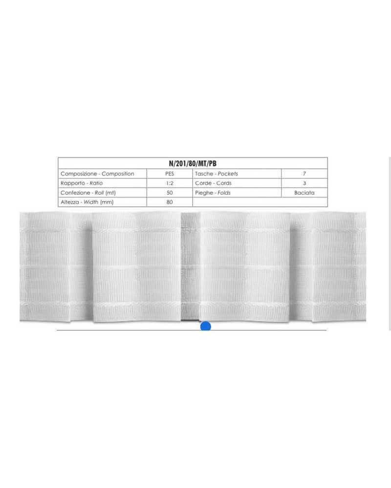Curtain Draper Multipockets 3 Lines White 8 cm high