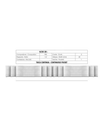 Curtain Draper 1 Pocket Continuous White 2 Threads High 3 Cm