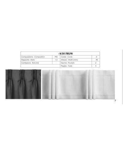 Kräuselvorhang Weiß 3 Falten 2 Fäden 2 Taschen Höhe 9 cm