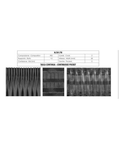 Curtain Draper Transparent Continuous Pocket 2 Threads 2 Pockets High 65 Mm