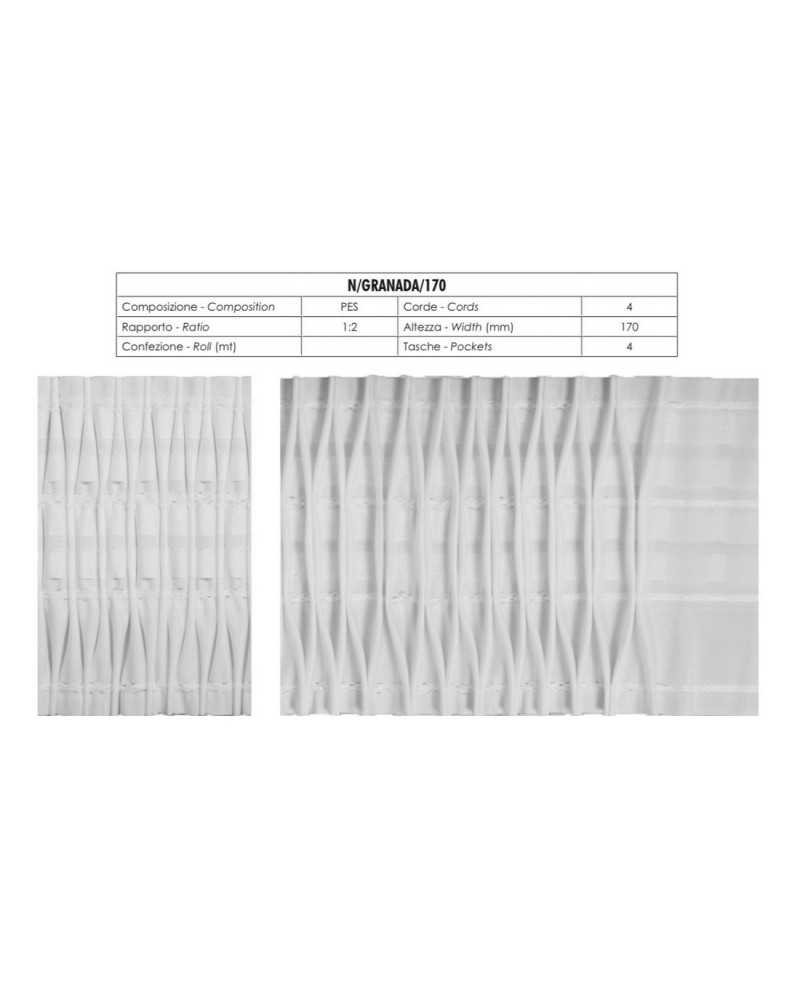 Arriciatenda Blanc Haut 17 cm Dis Losange Multi-Poche 4 Fils