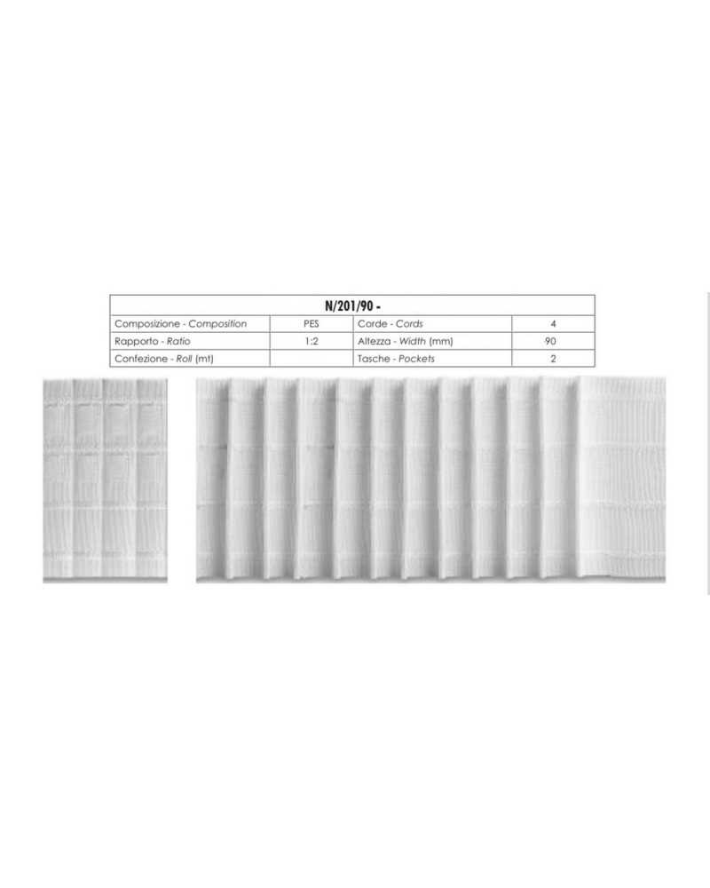 Curtain Draper 2 Pockets 4 Threads White 9 cm high