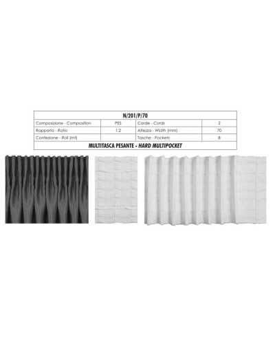 Curtain Draper Multi-pocket 2 Wires White 7 cm high