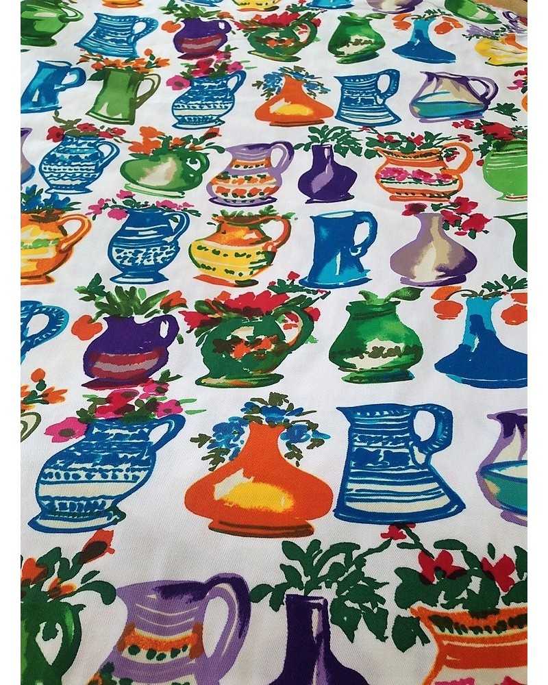 Tissu en coton Drill Motif imprimé Cruches et pots Céramique haut 150