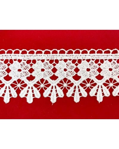 Passamaneria Pizzo Macramè Merletto Bianco Fiore Punta Alto 6 Cm