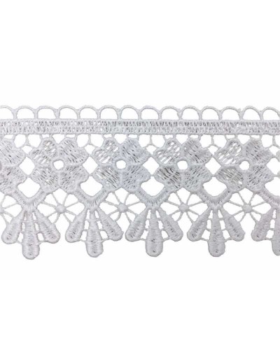 Passamaneria Pizzo Macramè Merletto Bianco Fiore Punta Alto 6 Cm