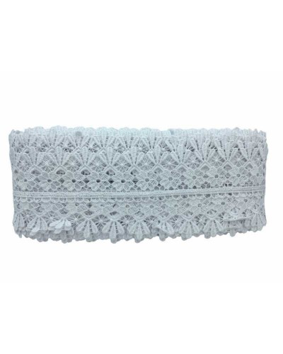 Passamaneria Pizzo Macramè Merletto Bianco Fiore Punta Alto 6 Cm