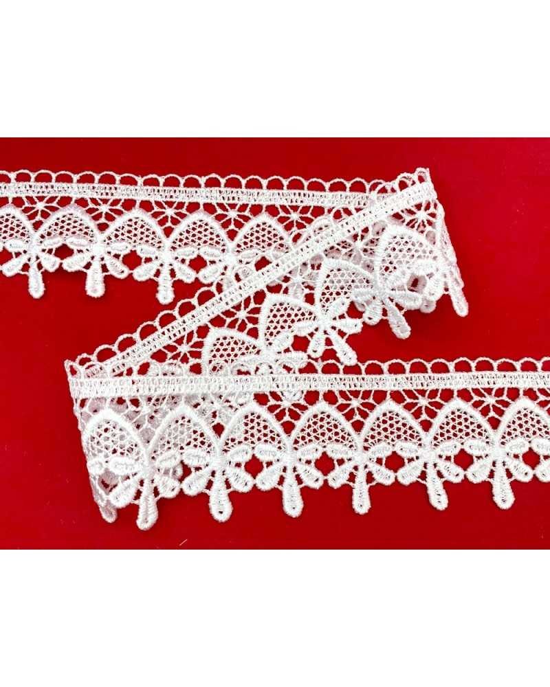 Passamaneria Pizzo Macramè Merletto Bianco Alto 6 Cm