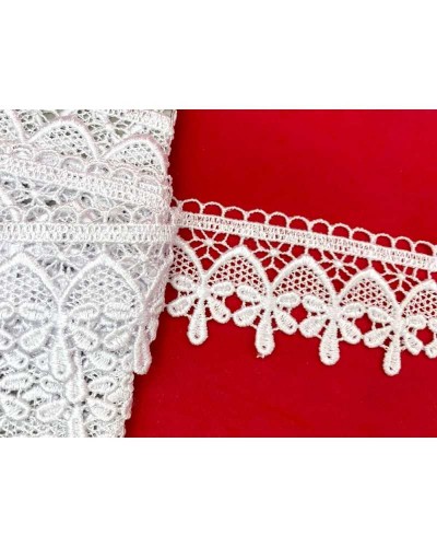 Passamaneria Pizzo Macramè Merletto Bianco Alto 6 Cm