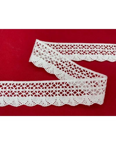 Passamaneria 722 Pizzo Merletto Uncinetto Archi Smerlato Cotone Bianco Alto 35 Mm