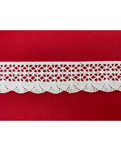 Passamaneria 722 Pizzo Merletto Uncinetto Archi Smerlato Cotone Bianco Alto 35 Mm