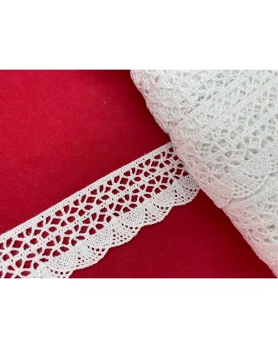 Passamaneria 722 Pizzo Merletto Uncinetto Archi Smerlato Cotone Bianco Alto 35 Mm
