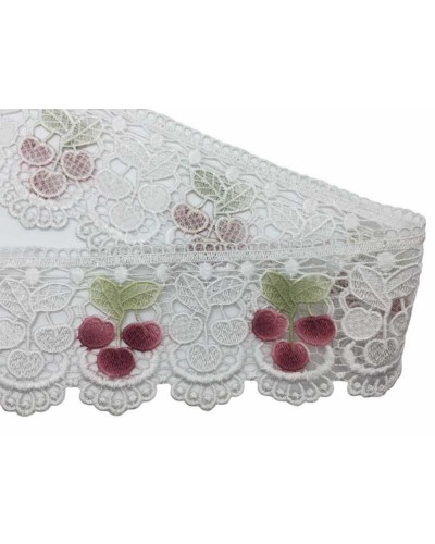 Merletto Macramè Punta Bianco Ciliegia Alto Cm 11