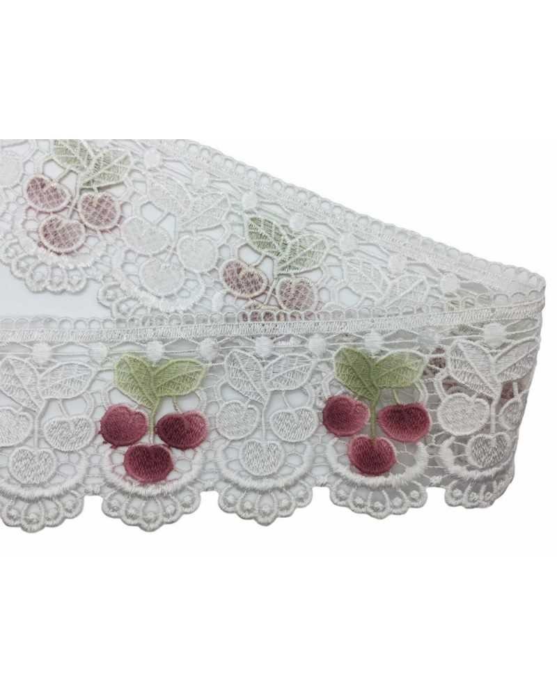 Merletto Macramè Punta Bianco Ciliegia Alto Cm 11