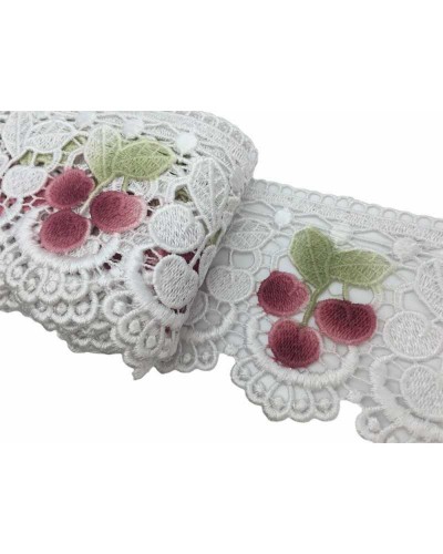 Merletto Macramè Punta Bianco Ciliegia Alto Cm 11