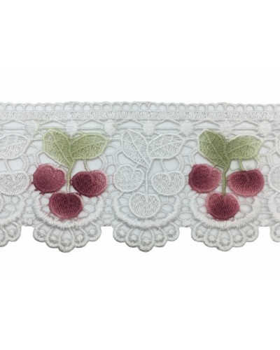 Merletto Macramè Punta Bianco Ciliegia Alto Cm 11