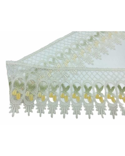 Passamaneria Pizzo Merletto Macramè Bianco Latte Punta Mimosa Giallo Alto Cm 12