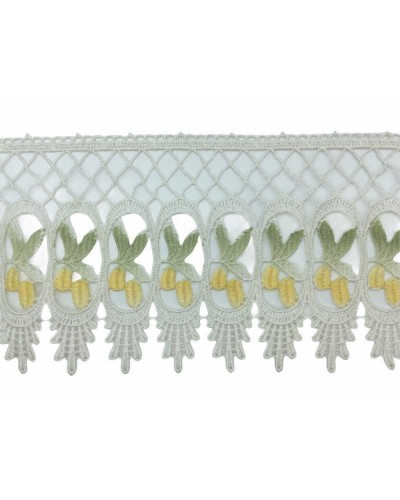 Passamaneria Pizzo Merletto Macramè Bianco Latte Punta Mimosa Giallo Alto Cm 12